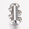 Non-Tarnish 304 Stainless Steel Slide Lock Clasps, Peyote Clasps, 2 Strands, 4 Holes, Tube, Stainless Steel Color, 15x10x6.5mm, Hole: 1.8mm