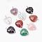 Natural & Synthetic Mixed Stone Pendants, with Brass Findings, Heart, Platinum, 39~42x30~31x10~11mm, Hole: 5mm