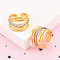 Brass Micro Pave Clear Cubic Zirconia Cuff Rings for Women, Cadmium Free & Lead Free, Real 18K Gold Plated, 16~16.5mm, Inner Diameter: 18mm