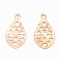 Brass Pendants, Long-Lasting Plated, Textured, Teardrop, Light Gold, 16.5x8x0.5mm, Hole: 1mm