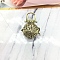 Tibetan Style Brass Bead Cage Pendants, Hollow Round Cage Charms, Antique Bronze, 43x32mm