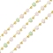 Brass & Glass Link Chain, with Spool, Long-Lasting Plated, Cadmium Free & Lead Free, Soldered, Real 18K Gold Plated, Mixed Color, 2.5x2.5x2.5mm