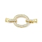 Brass Micro Pave Clear Cubic Zirconia Fold Over Clasps, Cadmium Free & Nickel Free & Lead Free, Oval, Real 18K Gold Plated, 42mm