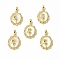 Shell Pendants, with Brass Micro Pave Cubic Zirconia Findings, Oval with Rose Charm for Valentine's Day, 21x15.5x6mm, Hole: 5x2.5mm