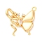 Brass Rhinestone Pendants, Cadmium Free & Nickel Free & Lead Free, Butterfly with Snake Charms, Real 18K Gold Plated, 16.5x17.5x4mm, Hole: 1.6mm