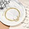Brass Micro Pave Clear Cubic Zirconia Link Bracelets, Cuban Link Chain Jewelry for Women, Real 18K Gold Plated, Moon, 7-3/8 inch(18.7cm), Pendants: 30x20x4mm