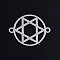 Tarnish Resistant 201 Stainless Steel Links connectors, for Jewish, Circle with Star of David, Stainless Steel Color, 19.5x15x1mm, Hole: 1.4mm