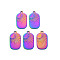 201 Stainless Steel Pendants, Rectangle with Sun, Rainbow Color, 25x14x1.5mm, Hole: 1.8mm