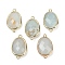 Natural Amazonite Faceted Connector Charms, Rack Plating Brass Oval Links, Golden, 22.5~23x13.5~14x6mm, Hole: 1.4mm