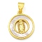 Real 18K Gold Plated Brass Pendants with Shell, Religion, Flat Round, Cadmium Free & Lead Free, 17.5x15x2.5mm, Hole: 3x5.5mm
