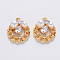 Brass Cubic Zirconia Pendants, with ABS Plastic Imitation Pearl, Nickel Free, Flat Round, Real 18K Gold Plated, 18x15x6mm, Hole: 1.2mm