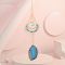 Synthetic Turquoise Chip Wrapped Moon Hanging Ornaments, Glass Teardrop and Agate Slices Tassel Suncatchers for Home Outdoor Decoration, 430mm