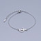 Tarnish Resistant 201 Stainless Steel Kitten Link Bracelets, with Lobster Claw Clasps, Crescent Moon with Cat, Stainless Steel Color, 6-3/4 inch~6-7/8 inch(17~17.5cm)