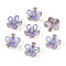 Transparent Electroplate Glass Bead Caps, 5-Patal Flower, Medium Purple, 10~11x4~4.5mm, Hole: 1.2~1.4mm