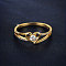 Heart Brass Micro Pave Clear Cubic Zirconia Finger Rings, Golden, US Size 10(19.8mm)