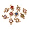 Brass Cubic Zirconia Star Connector Charms, Nickel Free, Real 18K Gold Plated, Mixed Color, 13x8.5x3.5mm, Hole: 1mm