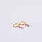 Brass Micro Pave Cubic Zirconia Hoop Earrings, Golden, Medium Purple, 20x10mm