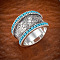 Retro Alloy & Turquoise Finger Rings, Cloud, Carved Ring, Antique Silver, US Size 10(19.8mm)