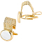 BENECREAT 2pcs Men's Cufflinks with Chain Brass Shiny Gold Shirt Accessories Tone with 1pcs Velvet Pouches and Plastic Box for Shirt Cuff decoration, 7x1.5cm