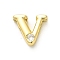 Rack Plating Brass Cubic Zirconia Beads, for Personalized Name Necklaces Making, Long-Lasting Plated, Lead Free & Cadmium Free, Alphabet, Letter V, 12.5x14x5mm, Hole: 2.7mm