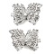 Brass Micro Pave Clear Cubic Zirconia Beads, Cadmium Free & Nickel Free & Lead Free, Butterfly, Platinum, 18x24x8.5mm, Hole: 2.5mm