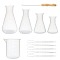 Plastic Beaker Sets, with Tube Bottle Wash Cleaning Brush and Disposable Plastic Dropper, Plastic Measuring Cup, Clear, Beaker: 50ml/100ml/250ml/500ml, 4pcs/set