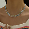 3Pcs Bohemian Ocean Style Round Glass Seed Beaded 3 Layer Necklaces for Women Vacation Wear, Platinum, Colorful, 16.14 inch(41cm)