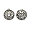 Brass Ball Pendants, Hollow Round, Nickel Free, Antique Silver, 19x17mm, Hole: 2mm