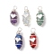 Bullet Shape Gemstone Pendants, with Copper Wire Wrapped, 26~28x10~11x11.5~12.5mm, Hole: 3~4.5mm, 5pcs/set