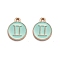 Alloy Enamel Pendants, Flat Round with Constellation/Zodiac Sign, Gemini, 22x18x2mm, Hole: 1.5mm