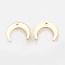 Brass Charms, Double Horn/Crescent Moon, Nickel Free, Real 18K Gold Plated, 9x11x0.8mm, Hole: 1mm