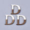 Resin & Walnut Wood Cabochons, Letter D, White, 37x34x3mm