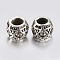Tibetan Style Alloy Rhinestone European Beads, Large Hole Beads, Barrel, Antique Silver, Clear, 10x8mm, Hole: 5mm