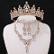 Teardrop & Moon Alloy Rhinestone Pendant Necklace & Stud Dangle Earring & Crown Headbands, Light Gold, Crystal, 440mm & 155mm & 60mm