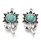 Alloy Pendant Rhinestone Settings, with Resin, Flower Charms, Cadmium Free & Lead Free, Antique Silver, Fit for 1.2mm Rhinestone, 34.5x19x7.5mm, Hole: 2.2mm