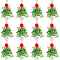 20Pcs Christmas Tree Glass Pendants, with Real 18K Gold Plated Brass Beads and Findings, Green, 26x18.5x18.5mm, Hole: 2.2mm