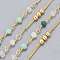 3.28 Feet Handmade Brass Curb Chains, with Faceted Glass Links, Brass Beads, Soldered, Long-Lasting Plated, Real 18K Gold Plated, Colorful, 1.7x1.3x0.4mm, Beads: 3.5x2.5~3mm and 3mm