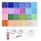 DIY Stretch Jewelry Making Kits, Including Glass Seed Beads, Metal Findings, Stainless Steel Scissors, Elastic Crystal Thread, Steel Beading Needles, Mixed Color, 2mm, Hole: 1mm, about 800pcs/12g,  24 colors, 12g/color, 288g