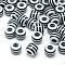 Opaque Stripe Resin Beads, Large Hole Beads, Barrel, White, 11x10.5mm, Hole: 6mm
