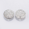 Iron Links connectors, Textured, Flat Round, Platinum, 10x0.2mm, Hole: 1mm