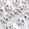 Brass Grade A Rhinestone Spacer Beads, Wavy Edge, Rondelle, Nickel Free, Silver, Crystal AB, 8x3.8mm, Hole: 1.5mm