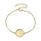 304 Stainless Steel Round Cabochon Setting Bracelets, Satellite Chain Bracelets Making, Golden, 18.9x0.2cm, Tray: 16mm