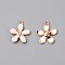 Zinc Alloy Enamel Flower Pendant, with Crystal Rhinestone, Light Gold, White, 20.5x18x2.5mm, Hole: 2mm
