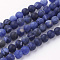 Natural Sodalite Bead Strands, Round, Grade A, Frosted, 6~6.5mm, Hole: 1mm, about 60pcs/strand, 14.9 inch(38cm)