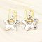 Star Brass Hoop Earrings for Women, Rack Plating, Lasting Plated, Cadmium Free & Lead Free, Two Tone, Platinum & Golden, 46x33.5mm