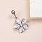 Flower Brass Cubic Zirconia Curved Barbell Belly Rings, WhiteSmoke, Silver, 30x18mm