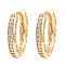 Brass Micro Pave Cubic Zirconia Hoop Earrings, Light Gold, 18x3x19.5mm