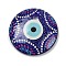 Handmade Lampwork Pendants, Flat Round with Evil Eye, Indigo, 30.5x6mm, Hole: 3.5mm