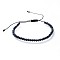 Adjustable Electroplate Glass Braided Bead Bracelets, with Nylon Thread and 304 Stainless Steel Spacer Beads, Prussian Blue, 1-5/8 inch~3 inch(4.1~7.8cm)