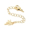 Brass Micro Pave Clear Cubic Zirconia Chain Extender, with Lobster Claw Clasp and Charms, Rack Plating, Cadmium Free & Lead Free, Long-Lasting Plated, Real 18K Gold Plated, Coconut Tree, 66mm